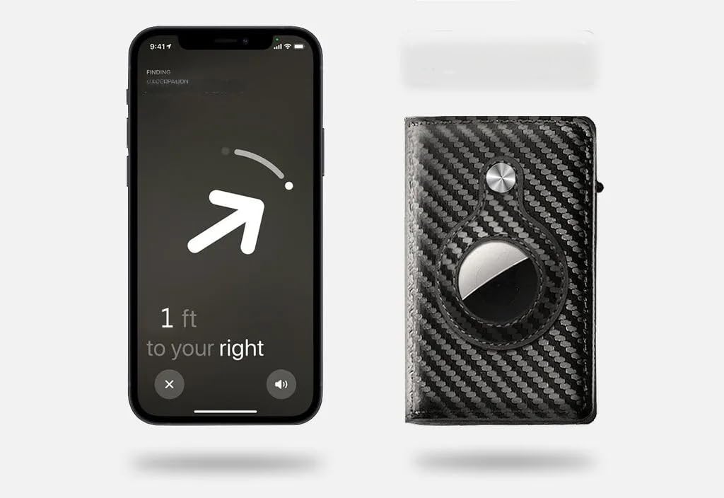 TAGIT Smart Wallet for Men – Slim RFID Blocking Wallet with AirTag Holder, Carbon Fiber Minimalist Money Clip Wallet, Stylish & Secure Front Pocket Wallet with Gift Box