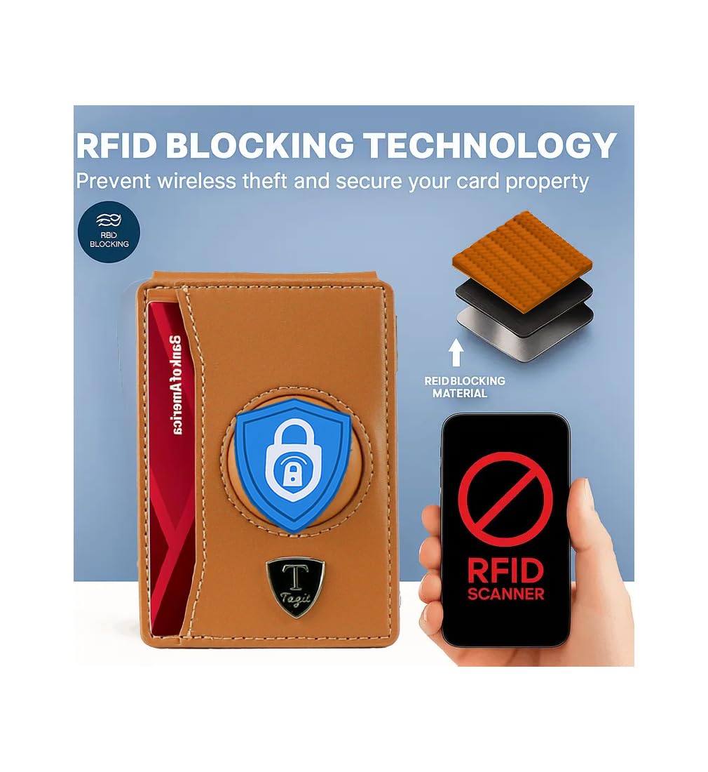 Smart Bifold Airtag Wallet for Men – RFID Blocking Pop-Up Bifold Credit Card Holder, Slim Aluminum Case, Comes in a Gift Box