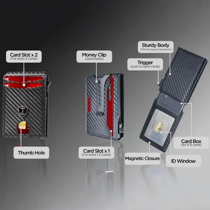 Men's Slim Pop-Up Bifold Wallet With RFID Blocking, Magnetic Closure, Money Clip, Large Capacity, Premium Gift Box