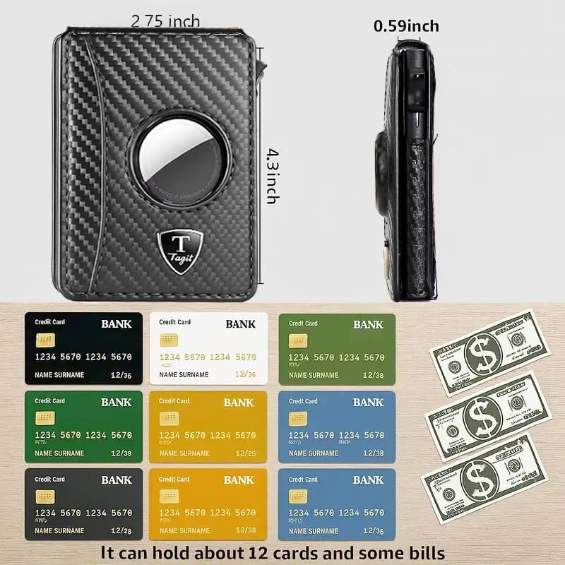Smart Bifold Airtag Wallet for Men – RFID Blocking Pop-Up Bifold Credit Card Holder, Slim Aluminum Case, Comes in a Gift Box