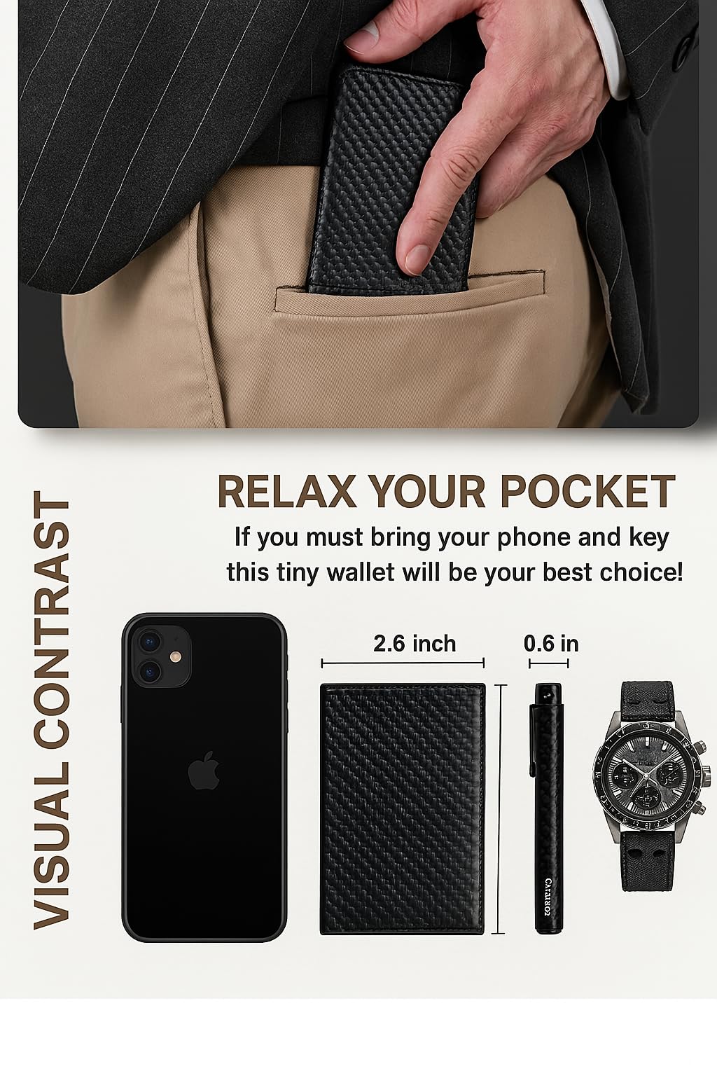 TAGIT Smart Wallet for Men – Slim RFID Blocking Wallet with AirTag Holder, Carbon Fiber Minimalist Money Clip Wallet, Stylish & Secure Front Pocket Wallet with Gift Box