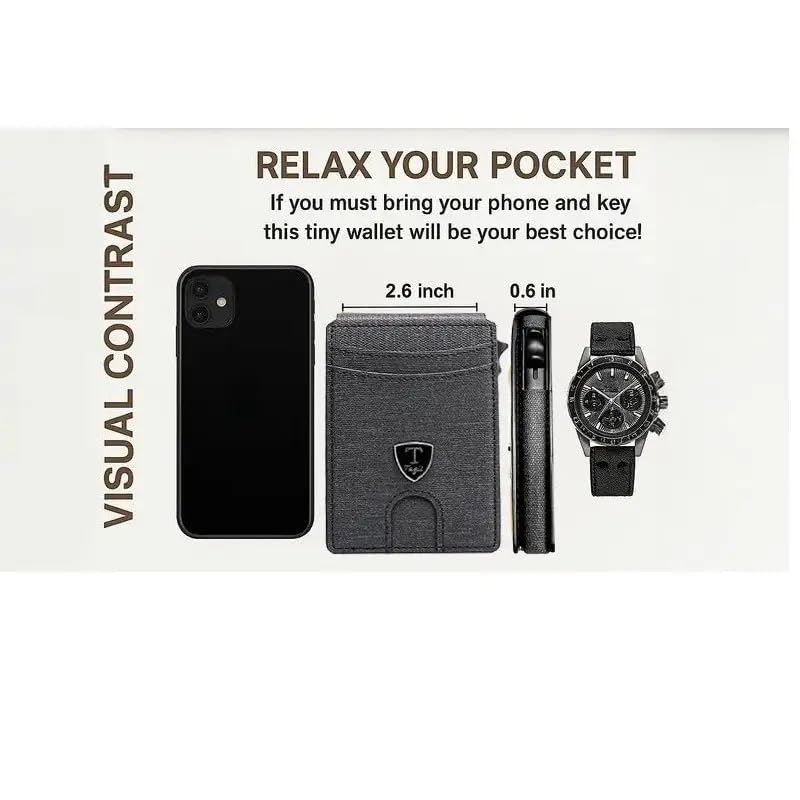 Men's Slim Pop-Up Bifold Wallet With RFID Blocking, Magnetic Closure, Money Clip, Large Capacity, Premium Gift Box