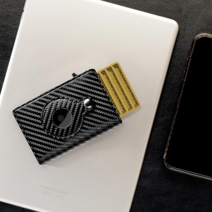 TAGIT Smart Wallet for Men – Slim RFID Blocking Wallet with AirTag Holder, Carbon Fiber Minimalist Money Clip Wallet, Stylish & Secure Front Pocket Wallet with Gift Box