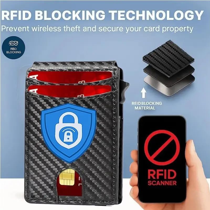 Men's Slim Pop-Up Bifold Wallet With RFID Blocking, Magnetic Closure, Money Clip, Large Capacity, Premium Gift Box