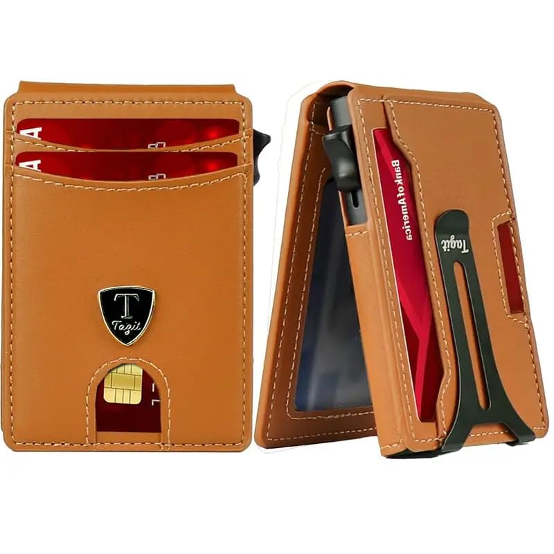 Men's Slim Pop-Up Bifold Wallet With RFID Blocking, Magnetic Closure, Money Clip, Large Capacity, Premium Gift Box
