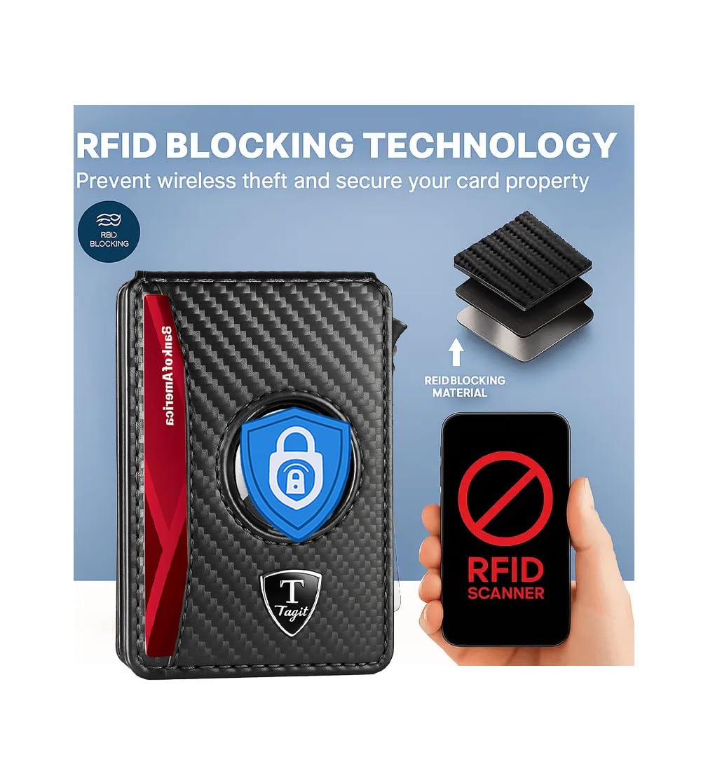 Smart Bifold Airtag Wallet for Men – RFID Blocking Pop-Up Bifold Credit Card Holder, Slim Aluminum Case, Comes in a Gift Box