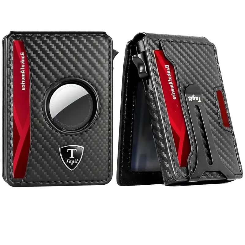 Smart Bifold Airtag Wallet for Men – RFID Blocking Pop-Up Bifold Credit Card Holder, Slim Aluminum Case, Comes in a Gift Box