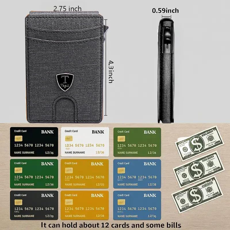Men's Slim Pop-Up Bifold Wallet With RFID Blocking, Magnetic Closure, Money Clip, Large Capacity, Premium Gift Box
