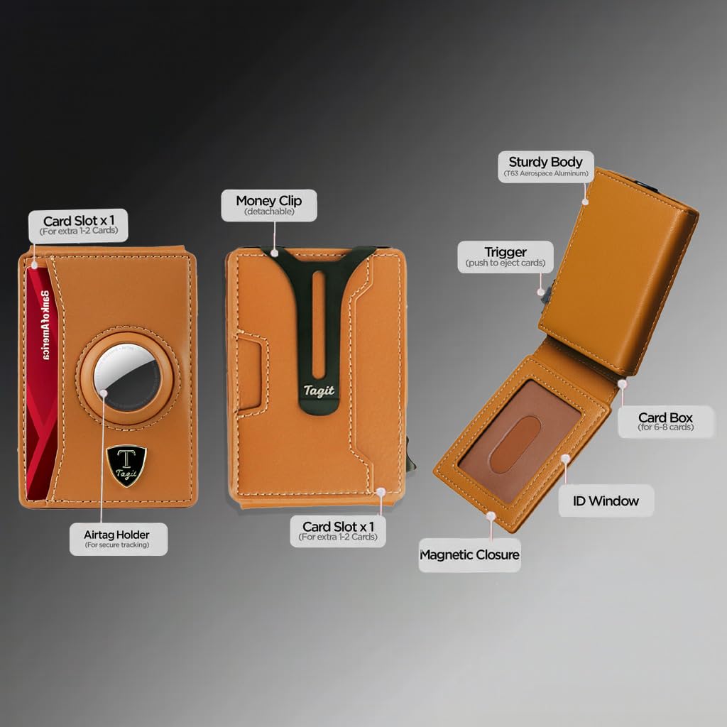 Smart Bifold Airtag Wallet for Men – RFID Blocking Pop-Up Bifold Credit Card Holder, Slim Aluminum Case, Comes in a Gift Box