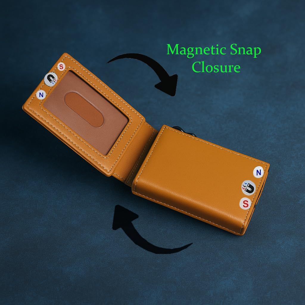 Smart Bifold Airtag Wallet for Men – RFID Blocking Pop-Up Bifold Credit Card Holder, Slim Aluminum Case, Comes in a Gift Box