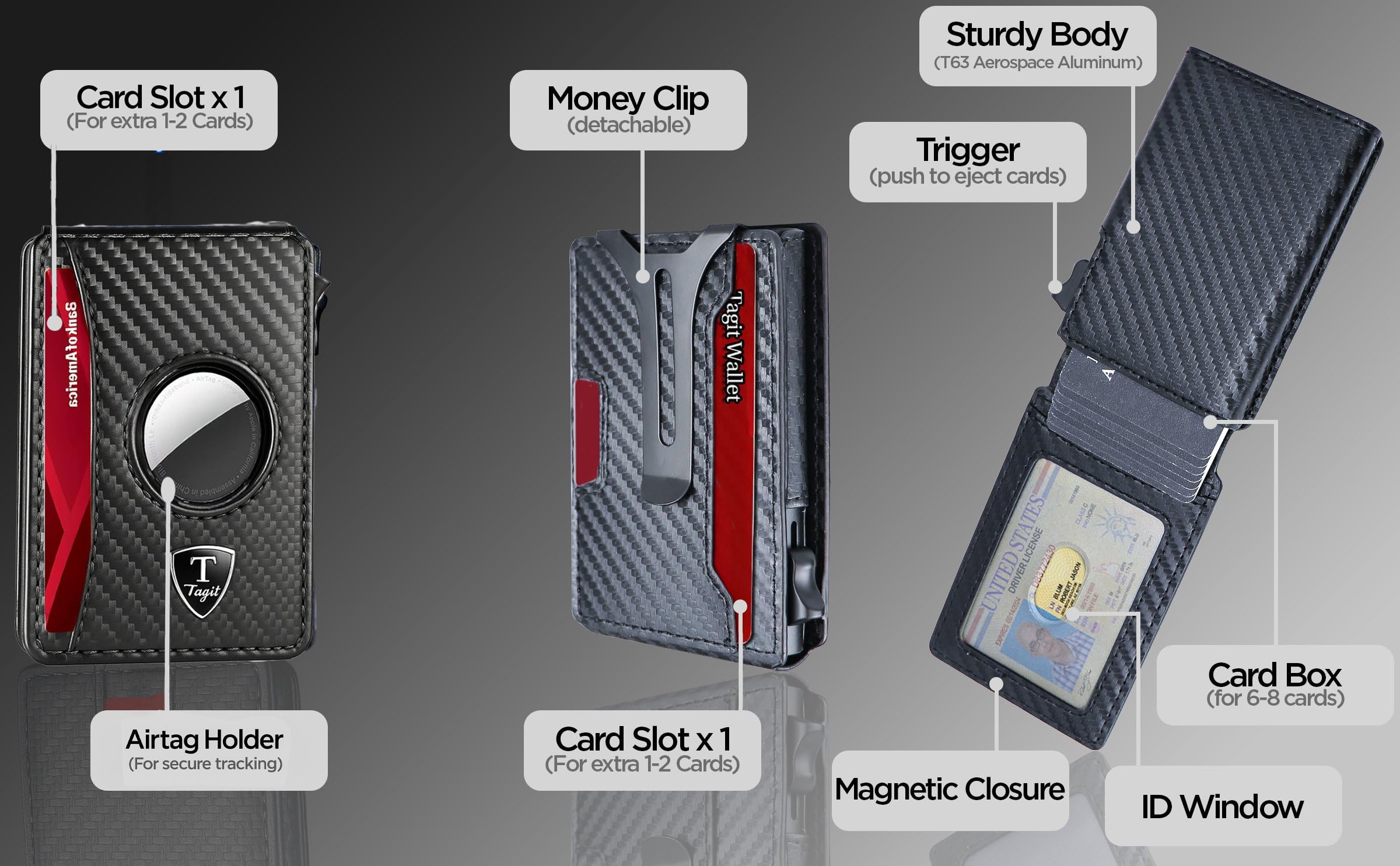 Smart Bifold Airtag Wallet for Men – RFID Blocking Pop-Up Bifold Credit Card Holder, Slim Aluminum Case, Comes in a Gift Box