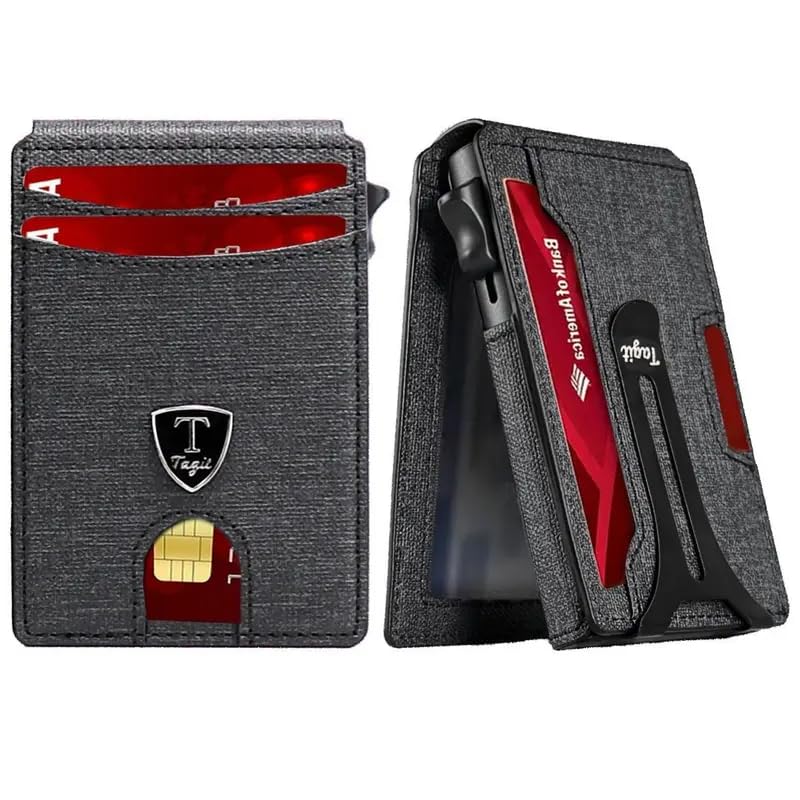 Men's Slim Pop-Up Bifold Wallet With RFID Blocking, Magnetic Closure, Money Clip, Large Capacity, Premium Gift Box