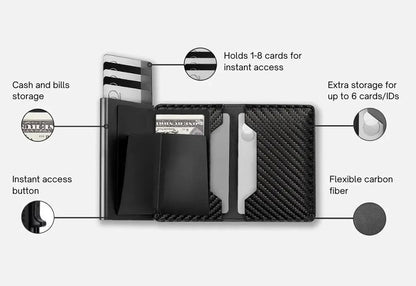 TAGIT Smart Wallet for Men – Slim RFID Blocking Wallet with AirTag Holder, Carbon Fiber Minimalist Money Clip Wallet, Stylish & Secure Front Pocket Wallet with Gift Box