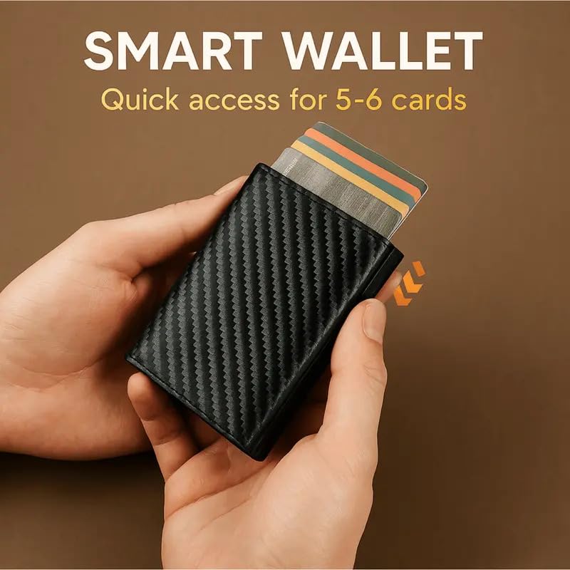 Men's Slim Pop-Up Bifold Wallet With RFID Blocking, Magnetic Closure, Money Clip, Large Capacity, Premium Gift Box