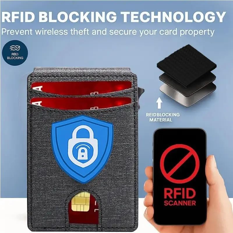 Men's Slim Pop-Up Bifold Wallet With RFID Blocking, Magnetic Closure, Money Clip, Large Capacity, Premium Gift Box