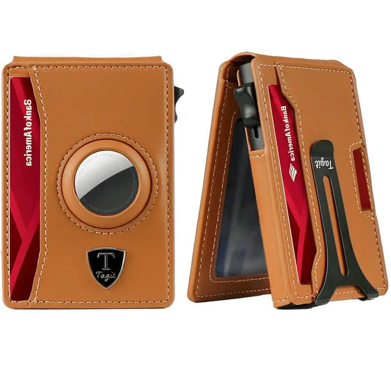 Smart Bifold Airtag Wallet for Men – RFID Blocking Pop-Up Bifold Credit Card Holder, Slim Aluminum Case, Comes in a Gift Box